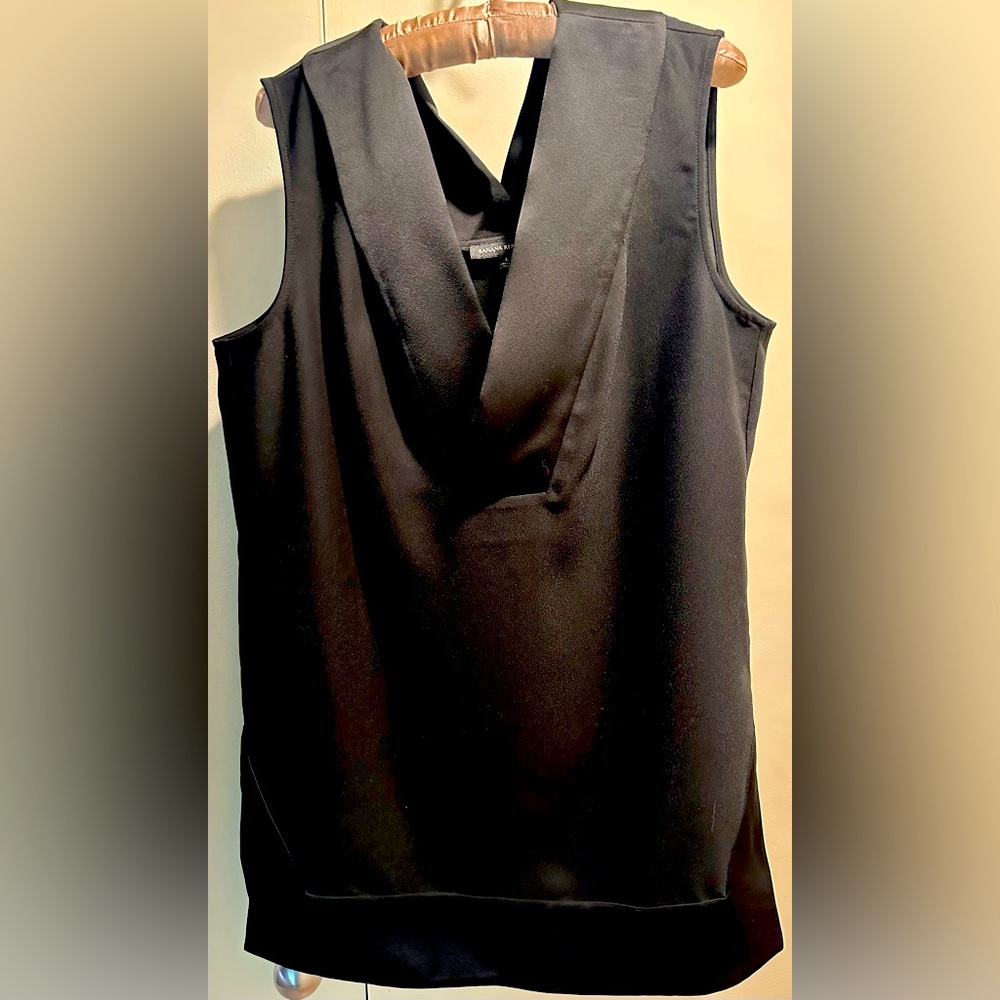 NWT Banana Republic Black Satin trimmed Mini Dress L
